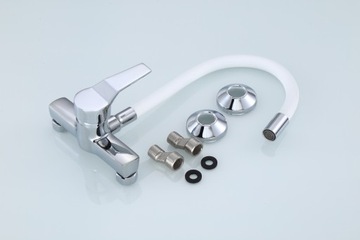 Смеситель для кухни SAVON MOS, подвижный излив, БЕЛЫЙ