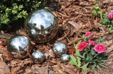 Зеркало STEEL BALL 35 см, нержавеющая сталь, для сада, дома, пруда