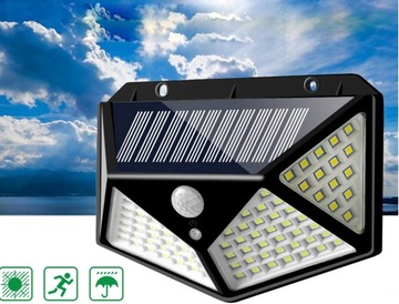 СОЛНЕЧНАЯ ЛАМПА С ДАТЧИКОМ ДВИЖЕНИЯ И СУМЕРКИ 100LED