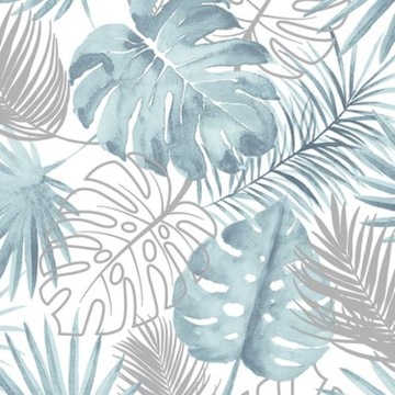 Обои Fashionable Leaves L60401 белые серебристо-синие