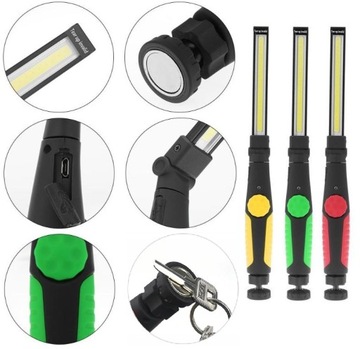 LAMPA WARSZTATOWA COB LED LATARKA USB AKUMULATOR