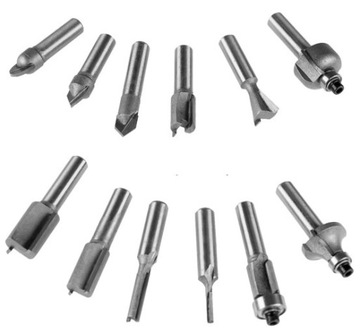 Набор из 12 фрез HSS по дереву, фреза GEKO 8 мм.