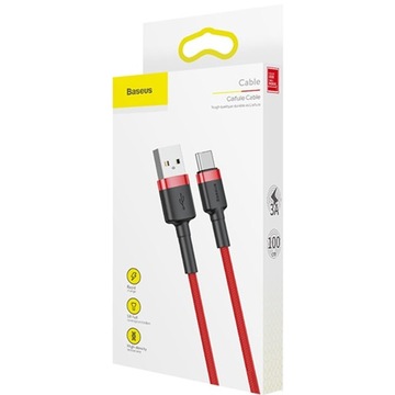 КАБЕЛЬ БЫСТРОЙ ЗАРЯДКИ BASEUS USB-C 3.0 3A 1M КРАСНЫЙ