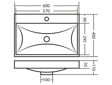 БЕЛЫЙ умывальник 60 x 40 x 7,5 см Polish Product