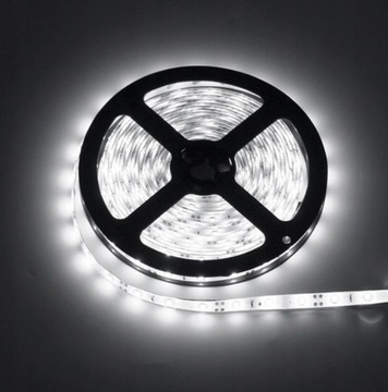 ХОЛОДНО-БЕЛАЯ ВОДОНЕПРОНИЦАЕМАЯ СВЕТОДИОДНАЯ ЛЕНТА 5м + БЛОК ПИТАНИЯ