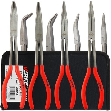 НАБОР 4 ПРЯМЫХ КОМБИНИРОВАННЫХ ПЛОСКОГУБЦИЙ ДЛИННЫХ ИЗОГНУТЫХ