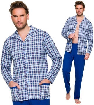 ROZPINANA BAWEŁNIANA PIŻAMA MĘSKA KOŁNIERZYK XXXL