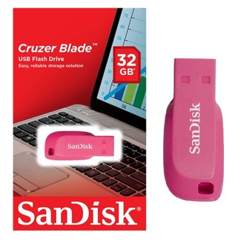 Mały Pendrive SANDISK Cruzer Blade 32GB różowy