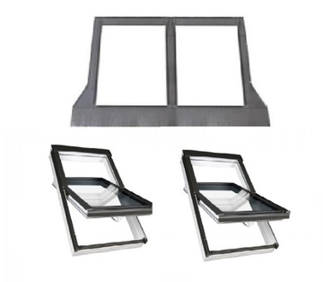 Zestaw 2 okien dachowe OptiLight TLP 78x140 + kołnierz kombi TZ-N2 RAL 7022