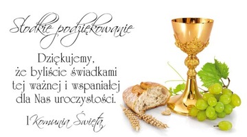 Etykiety naklejki na ciasto podziękowanie KOMUNIA