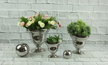 Серебряный керамический декоративный шар, 6 см.