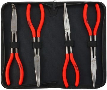 НАБОР 4 ПРЯМЫХ КОМБИНИРОВАННЫХ ПЛОСКОГУБЦИЙ ДЛИННЫХ ИЗОГНУТЫХ