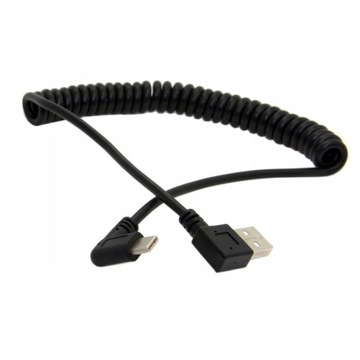 Угловой спиральный кабель USB-C 3.1 типа C-USB, 1 м, ПРАВЫЙ