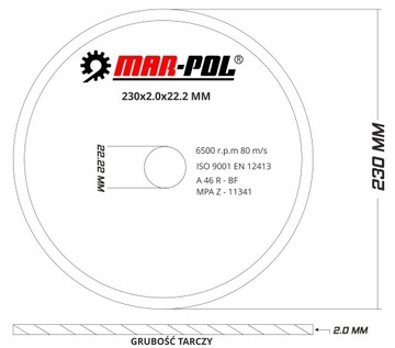 ДИСКИ РЕЖНЫЕ ПО МЕТАЛЛУ 230x2 MAR-POL 10 шт.