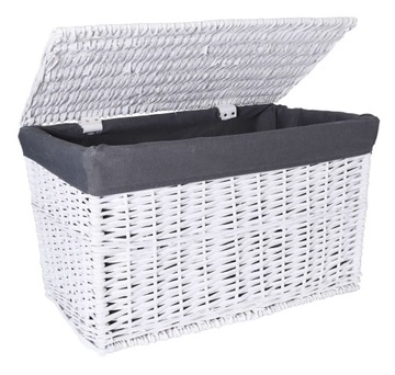 Kufer wiklinowy 56x34x34 cm 65L biało-szary