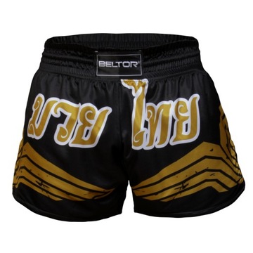 ТРЕНИРОВОЧНЫЕ ШОРТЫ BELTOR MUAY THAI 02 ЧЕРНОЕ ЗОЛОТО, РАЗМЕР XL