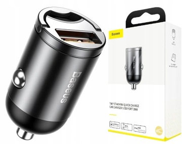 BASEUS MAŁA ŁADOWARKA SAMOCHODOWA USB QC 3.0 5A