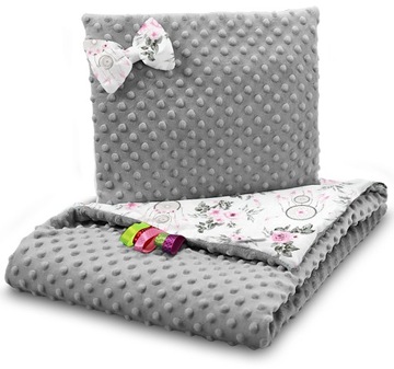 КОМПЛЕКТ ОДЕЯЛО + ПОДУШКИ ДЛЯ КОЛЯСКИ MINKY ДВУХСТОРОННИЙ 2в1 BABYMAM