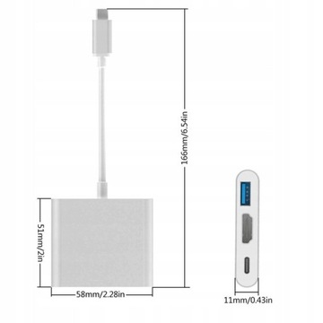 Адаптер 3в1 HUB USB-C HDMI к MacBook