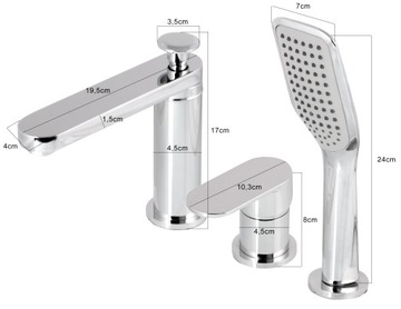 Набор смесителей для ванны и умывальника на 3 отверстия.