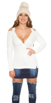 SW203 БЕЛЫЙ СВИТЕР НА МОЛНИИ, ЭЛЕГАНТНЫЙ ЦИРКОНИЙ