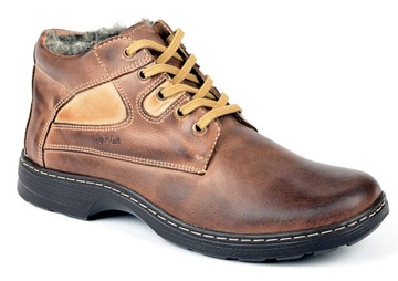BUTY MĘSKIE OCIEPLANE ZIMOWE SKÓRA 708 BRĄZ R 42