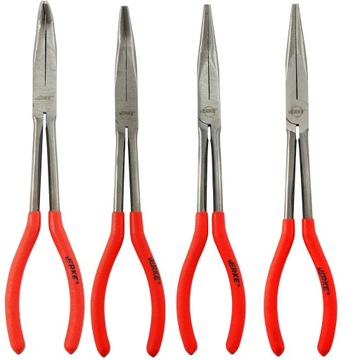 НАБОР 4 ПРЯМЫХ КОМБИНИРОВАННЫХ ПЛОСКОГУБЦИЙ ДЛИННЫХ ИЗОГНУТЫХ