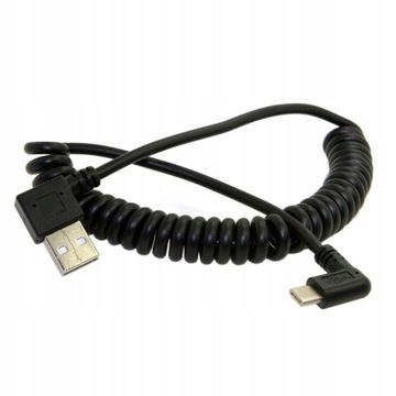 Угловой спиральный кабель USB-C 3.1 типа C-USB, 1 м, ПРАВЫЙ