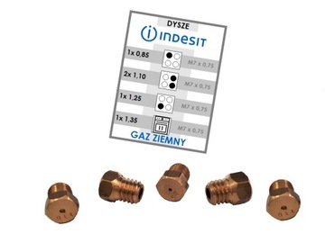 Dysze gazowe INDESIT 5 szt piekarnik GAZOWY ziemny