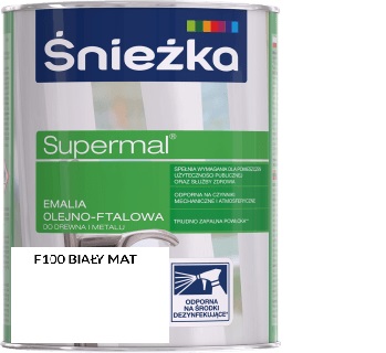 Farba ŚNIEŻKA SUPERMAL olej-ftal em 0,8L BIAŁY MAT