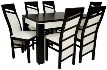 Stół + 6 krzesła Czarno białe nowoczesne do salonu