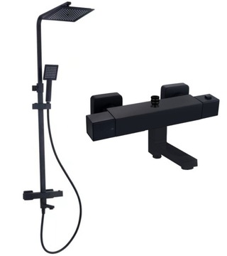 MEXEN ZESTAW WANNOWY BATERIA CZARNA TERMOSTAT