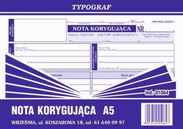 Nota korygująca A5 TYPOGRAF 01064