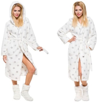 ХАЛАТ ЖЕНСКИЙ С ДЛИННЫМ ПУХОМ, РОЗА L