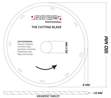 Алмазный диск 180 Керамическая плитка из керамогранита RAPID