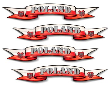 NAKLEJKA POLAND POLSKA FLAGA WSTĘGA SZARFA 4 SZT.