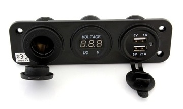 GNIAZDO ZAPALNICZKI Z PORTAMI USB + WOLTOMIERZ