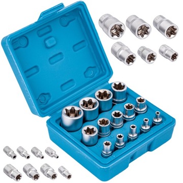 KLUCZE NASADOWE TORX E4-E24 NASADKI TORKS WEWNĘTRZNE ZESTAW KLUCZY 14el