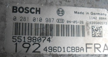 FIAT STILO 1,9JTD JEDNOTKA 0281010987 55198074