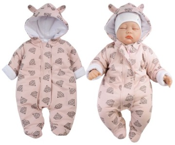 KOMBINEZON PAJAC OCIEPLANY DIAMENT RÓŻ 74cm L22F