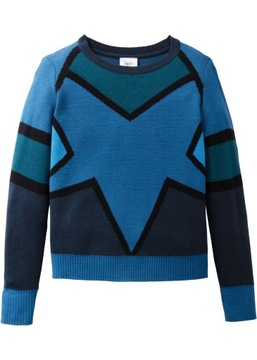 S2721 SWETER DZIANINOWY NIEBIESKI WZÓR R.176/182