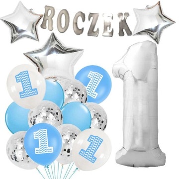 ZESTAW BALONY ROCZEK pierwsze urodziny 1 Cyfra
