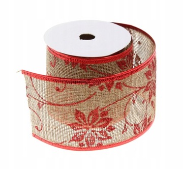 Джутовая декоративная лента 2,7 м 6,3 см УЗОРЫ