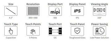 Сенсорный ЖК-экран 4,3 дюйма DSI для Raspberry Pi