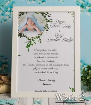 Podziękowanie dla Rodziców Chrzestnych Ramka A4