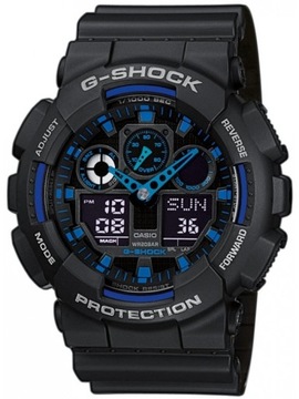 Czarny sportowy zegarek męski na pasku Casio G-Shock GA-100 1A2ER +GRAWER