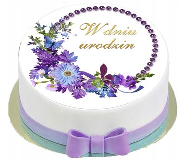 OPŁATEK NA TORT 1 Kwiaty Rocznica Ślubu 20cm