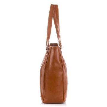 Kožená dámska kabelka na rameno A4 Koňaková Shopper Bag PAOLO PERUZZI