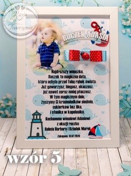 Podziękowanie Pamiątka na roczek urodziny ramka