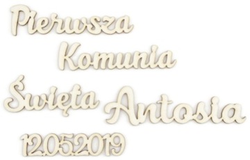 PIERWSZA KOMUNIA ŚWIĘTA+IMIĘ+DATA 6,2x1,6 cm WT068